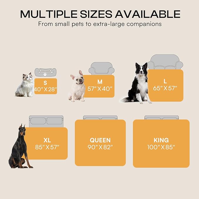 Waterproof Pet Blanket, Liquid Pee Proof Dog Blanket for Sofa Bed Couch, Reversible Sherpa Fleece Furniture Protector Cover for Small Medium Large Dogs Cats, Grey Beige Large（65" x 57"）