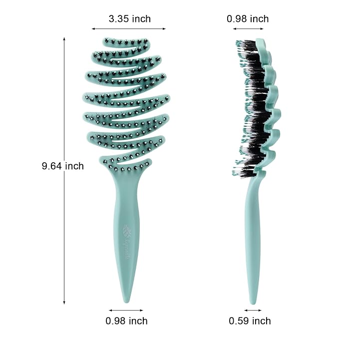 Boar and Nylon Bristle Hair Brush for Fine Hair - Ultimate Smoothing Vented Detangler Wet Brush for Women, A Great Gift, Aqua