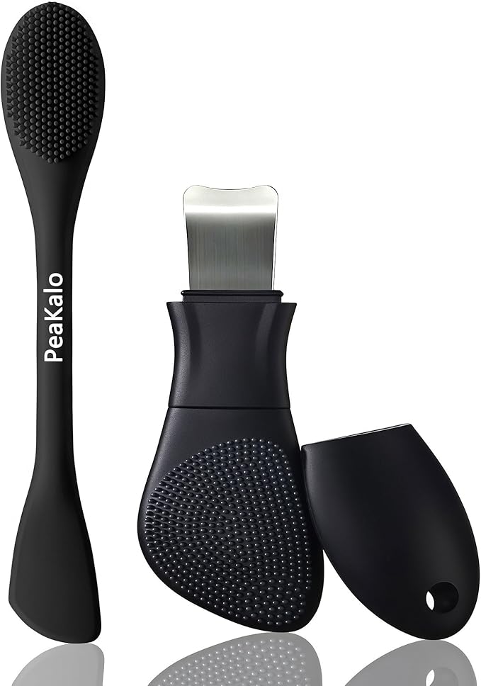 Silicone Face Scrubber Black Head Remover for Face- Appliances for Removing Make-up for Deep Cleansing Blackhead Remover Tools Face Spatula Makeup Removal Washing Brushes Pore Cleaner (Black)