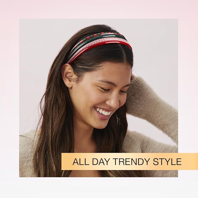 CONAIR Scunci Effortless Beauty Skinny headband -plastic Headbands for Women and Men - hair accessories for women - gifts for her - Assorted Colors - 4 Count