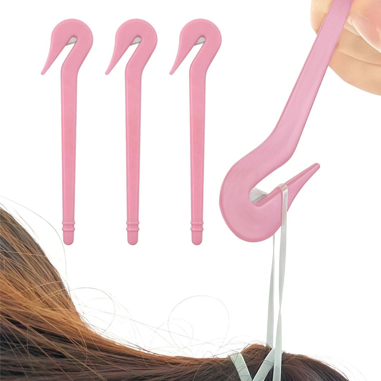 3pc Hair Tie Cutter Set - Pain Free Rubber Band Remover for Toddler Girls & Kids - Professional Elastic Hair Tie Cutter Tool for No-Damage Styling - Pink