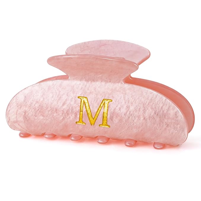 Hair Clips for Women | Monogram Hair Claw Hair Accessory | Personalized Gifts for Women Teen Girl Trendy Stuff | Cute Hair Claws | Gifts for Girls Her Mom Bridesmaid Wife - Pink,M