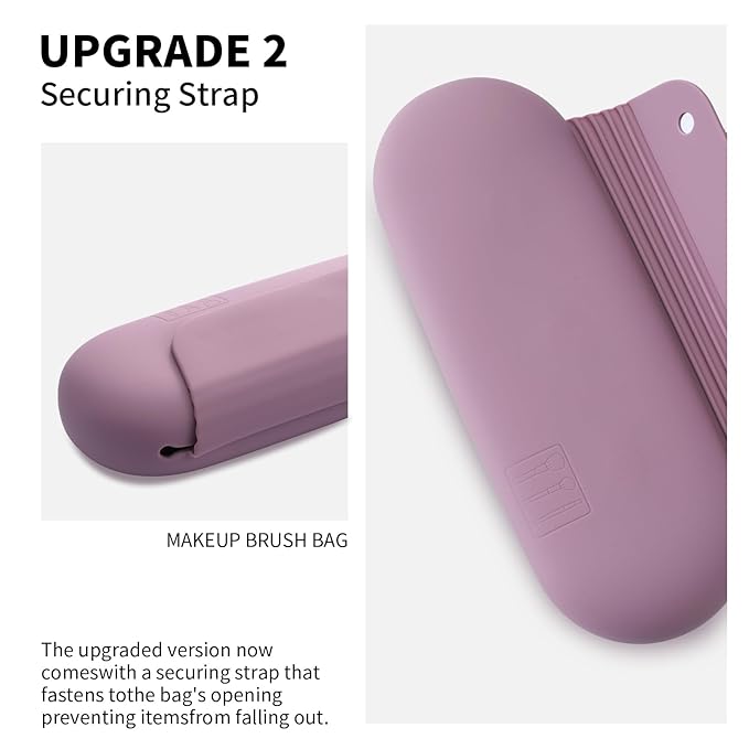 2 IN 1 Silicone Makeup Brush Holder with Beauty Make Up Sponge Holder Case：Soft Portable Cosmetic Face Brushes Holder with Upgrade Anti-Fall Out Magnetic Closure - Light Purple