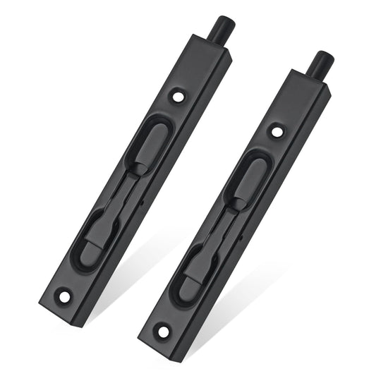 MOSECYOU Flush Bolt French Door Lock 6â, 2 Packs, Bolt Latch for Double Doors, Flip Lever Mechanism, Door Top/Bottom Lock for Sliding/Patio/Storm Door (Black, 6 in. - 2pack)
