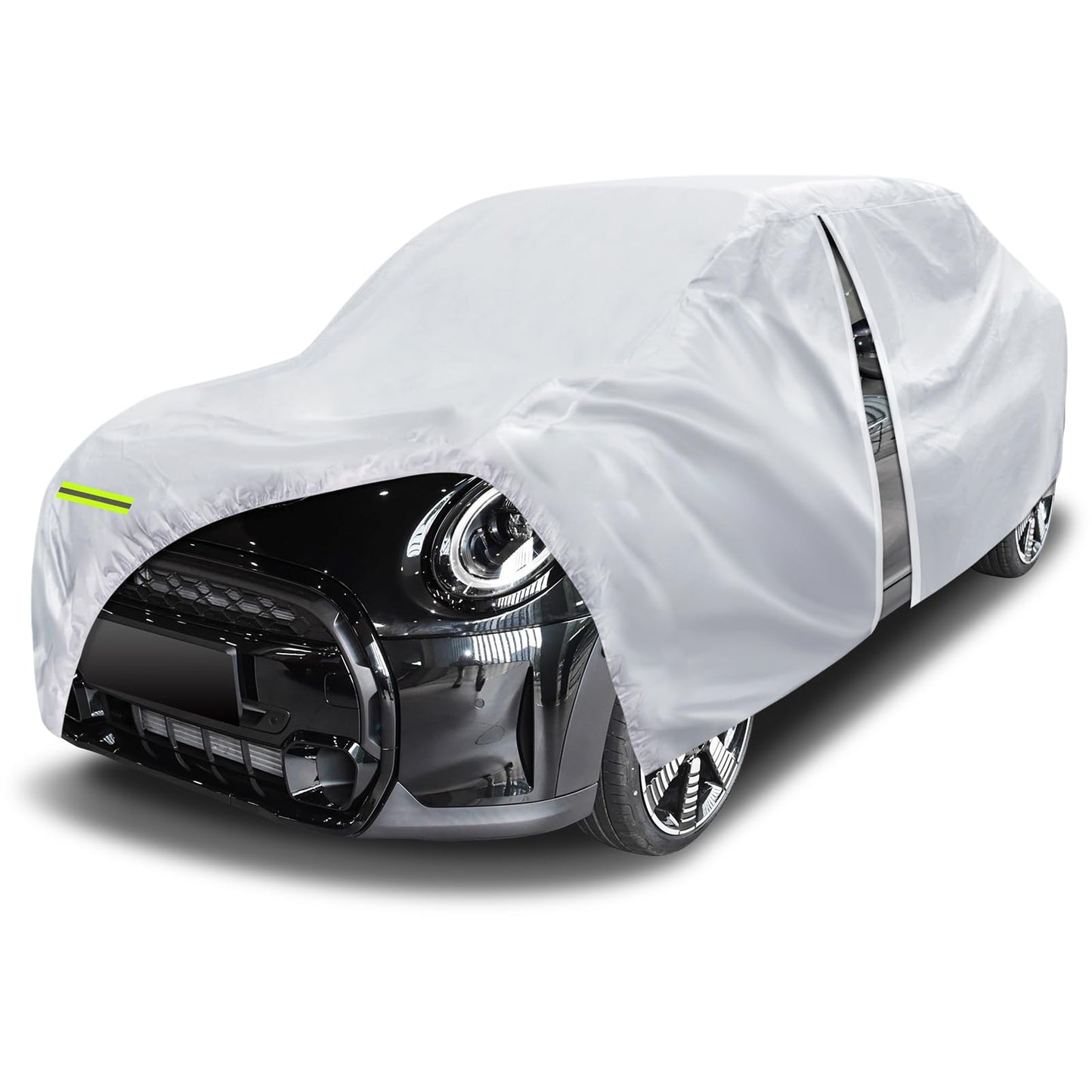 6 Layers Car Cover Waterproof All Weather for Automobiles, Size A1 Universal Fit for Nissan Versa, Kia Rio, Hyundai Accent, Audi TT, Porsche 718, etc (UP to 177 inch), Silver