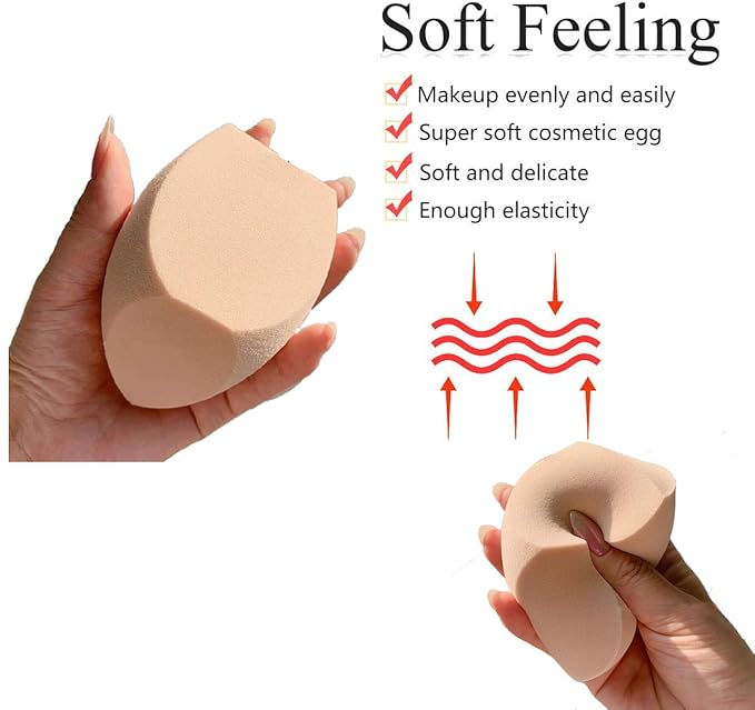 Makeup Sponge Blender & Holder, SOFT Beauty Makeup Blender Puff Foundation Face Sponges Set, Applicator Beauty Blending Blenders with 1 Sponge Holder, Concealer Sponge for Liquid Powder Sunscreen