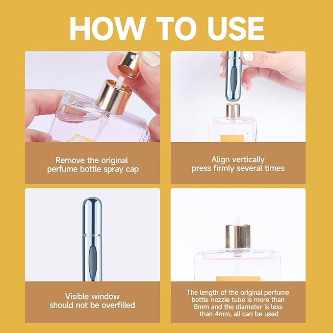 Yamadura Portable Mini Refillable Atomizer Perfume Bottle, 5ml Refillable Atomizer Perfume Spray, Scent Pump Case for Traveling and Outgoing (4 Pack)