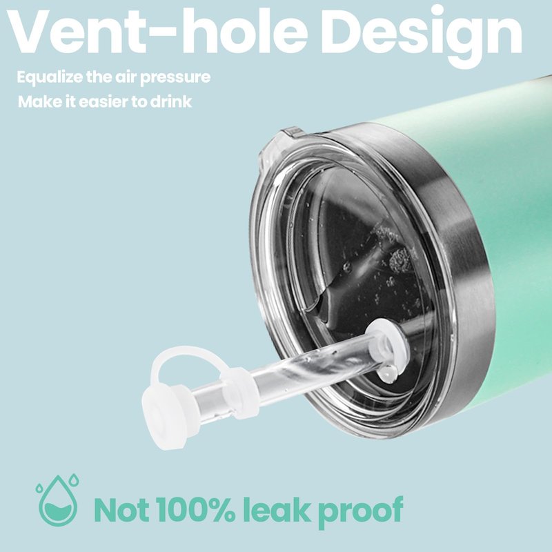 Straw Cover for YETI Cup, 4 Sets Silicone Spill Stopper Compatible with YETI Tumbler, Leak Proof Kit of Mug Accessories Including 4 Straw Cover, 4 Leak Proof Stopper (Seafoam 4PCS)