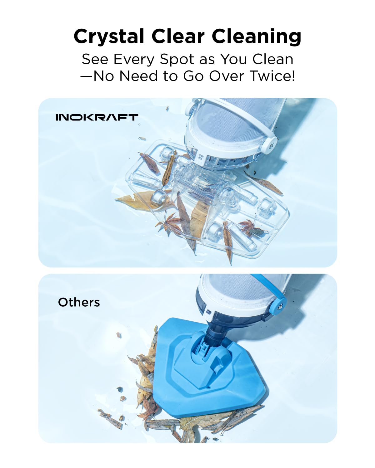 InoKraft Pool Vacuum for Above Ground Pool, Cordless Pool Vacuum for Inground Pools, Rechargeable Pool Cleaner with 18.5 GPM Suction, Above Ground Pool Vacuum with 59” Extendable Pole, Yellow