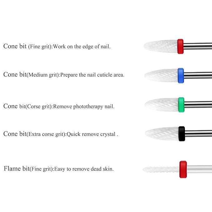 10Pcs Ceramic Nail Drill BitsÃ¯Â¼Â3/32 Nail Drill Bits Set for Acrylic Gel Nails Professional Rotary Burrs Electric Manicure Pedicure Nail File Cuticle Remover Crystal Nail Extension