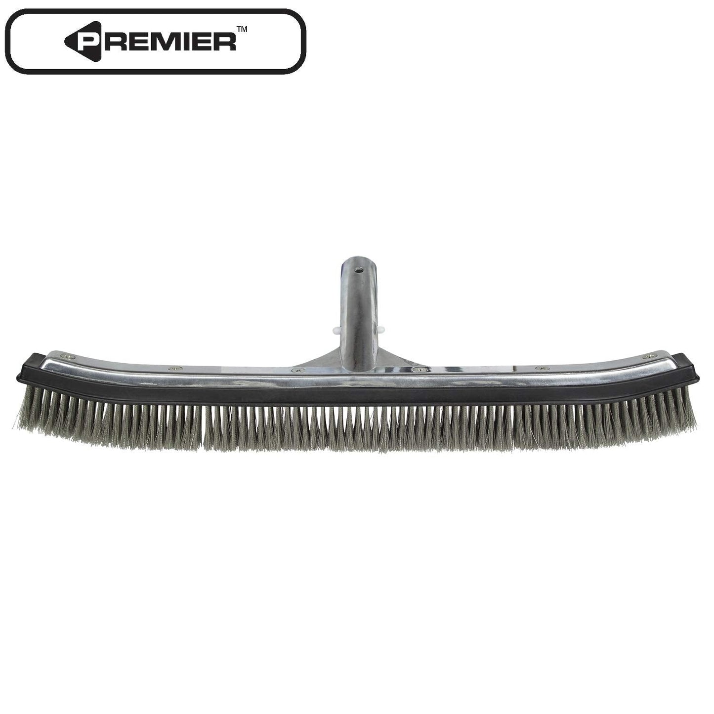 Poolmaster 18-Inch Stainless Steel Pool Algae Brush, Heavy-Duty Aluminum Back, for Gunite Concrete Pools and Spas, Wide Head for Fast Wall and Floor Cleaning