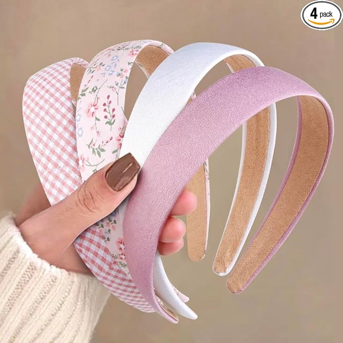 Huachi Headbands for Women Non Slip Trendy Headbands for Women’s Hair 1 inch Wide Cute Headband for Girls, Fall Head Bands Elastic Hair Bands for Womens Fashion Accessories for Women 4PCS