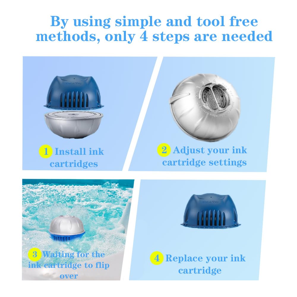 Hot Tub Cartridges Replacement for Frog Ease Floating System，Compatible with Frog Ease Floating System，Continuously Releasing Chlorine for 3-4 Weeks，Smart Self-Regulating Water Treatment-3Pack