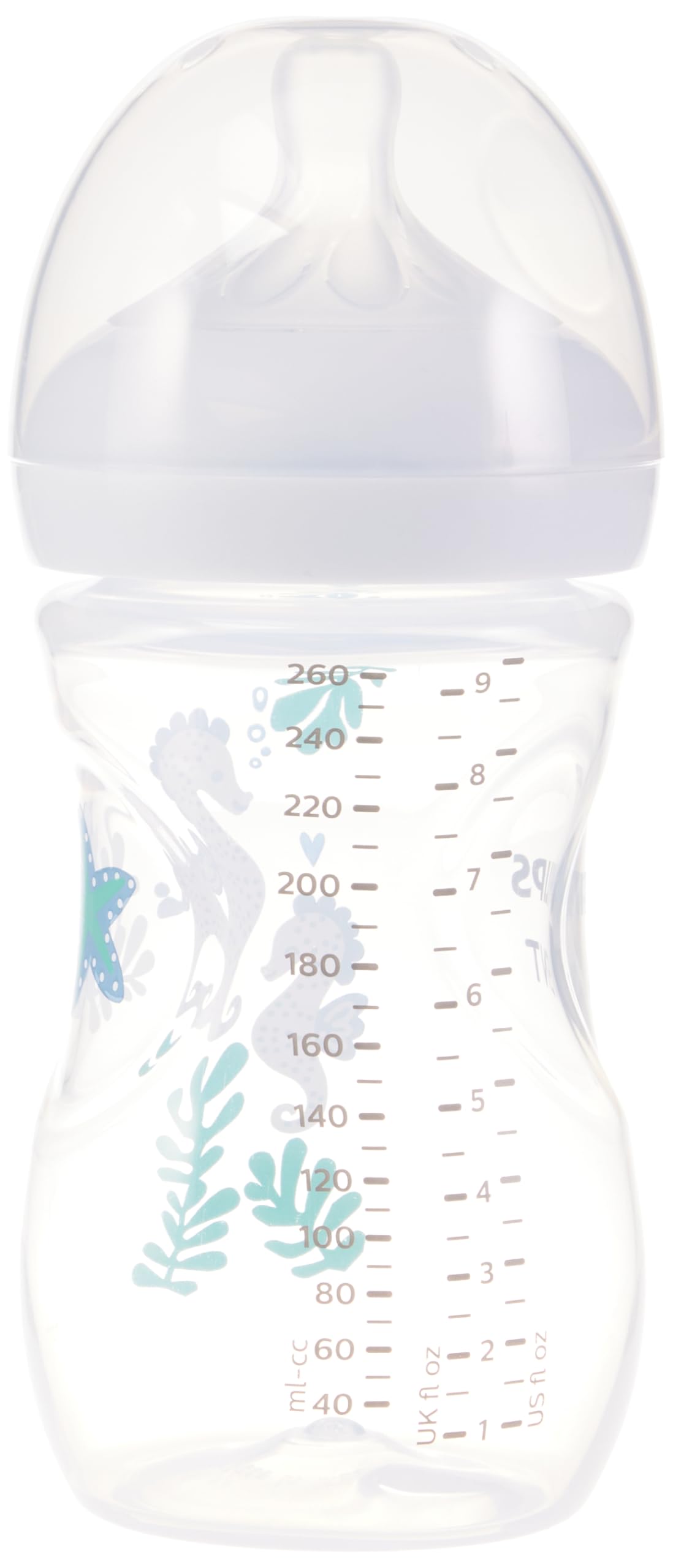 Philips Avent Natural Baby Bottles with Natural Response Nipples (Medium Flow, Flow 3), with Seahorse and Starfish Design, 9oz, 4-Pack, SCY903/68