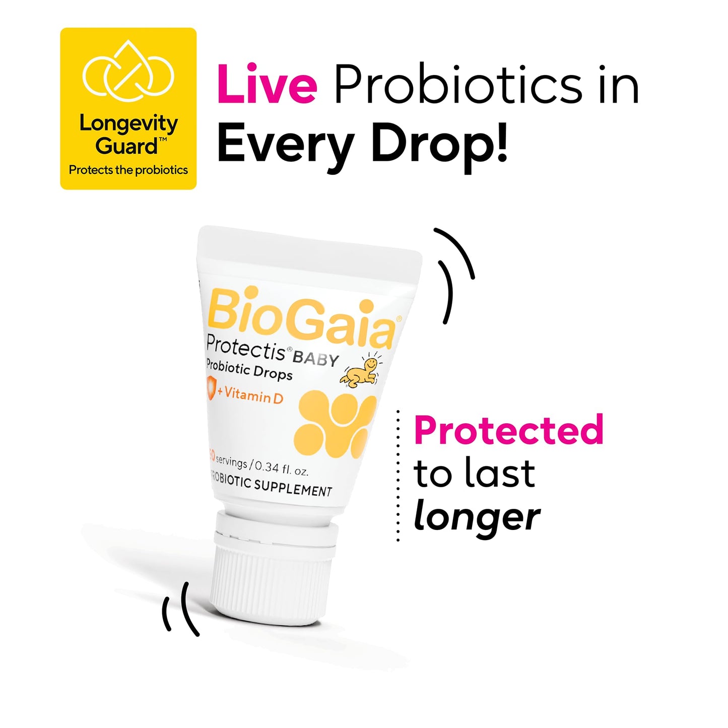 BioGaia Baby Probiotic Drops - Colic & Gas Relief + Vitamin D, 50-Day Supply, Safe for Newborns, Reduces Crying, Fussing, Colic, Gas, Spit-ups & Constipation, No allergens, Dairy or Soy (Pack of 2)