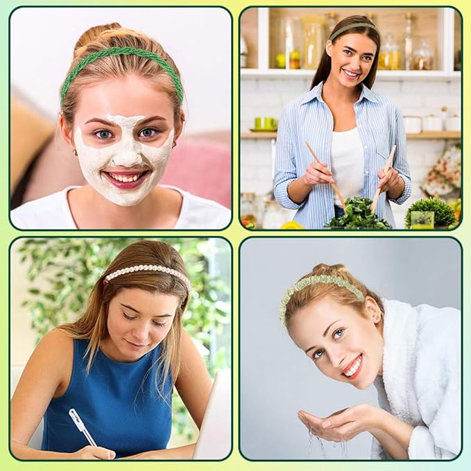 AHONEY 7 Pack Green Headbands for Women Headbands Trendy Non Slip Hairbands Cute Hair Accessories Multi-style Headband Pack