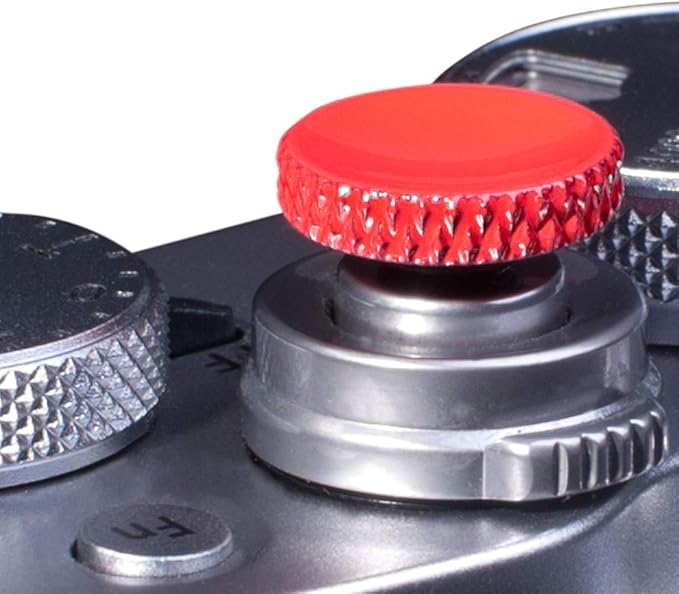 Metal Soft Shutter Release Button,Delicate Camera Shutter Button Knurled Shape Red(2-Pack)