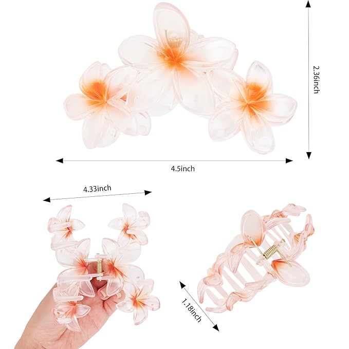 Ondder 4 Pcs Big Flower Hair Clips for Women - Large Matte Claw Clips for Thick Hair, Non-Slip Strong Hold Jaw Clips - Hair Accessories for Women and Girls