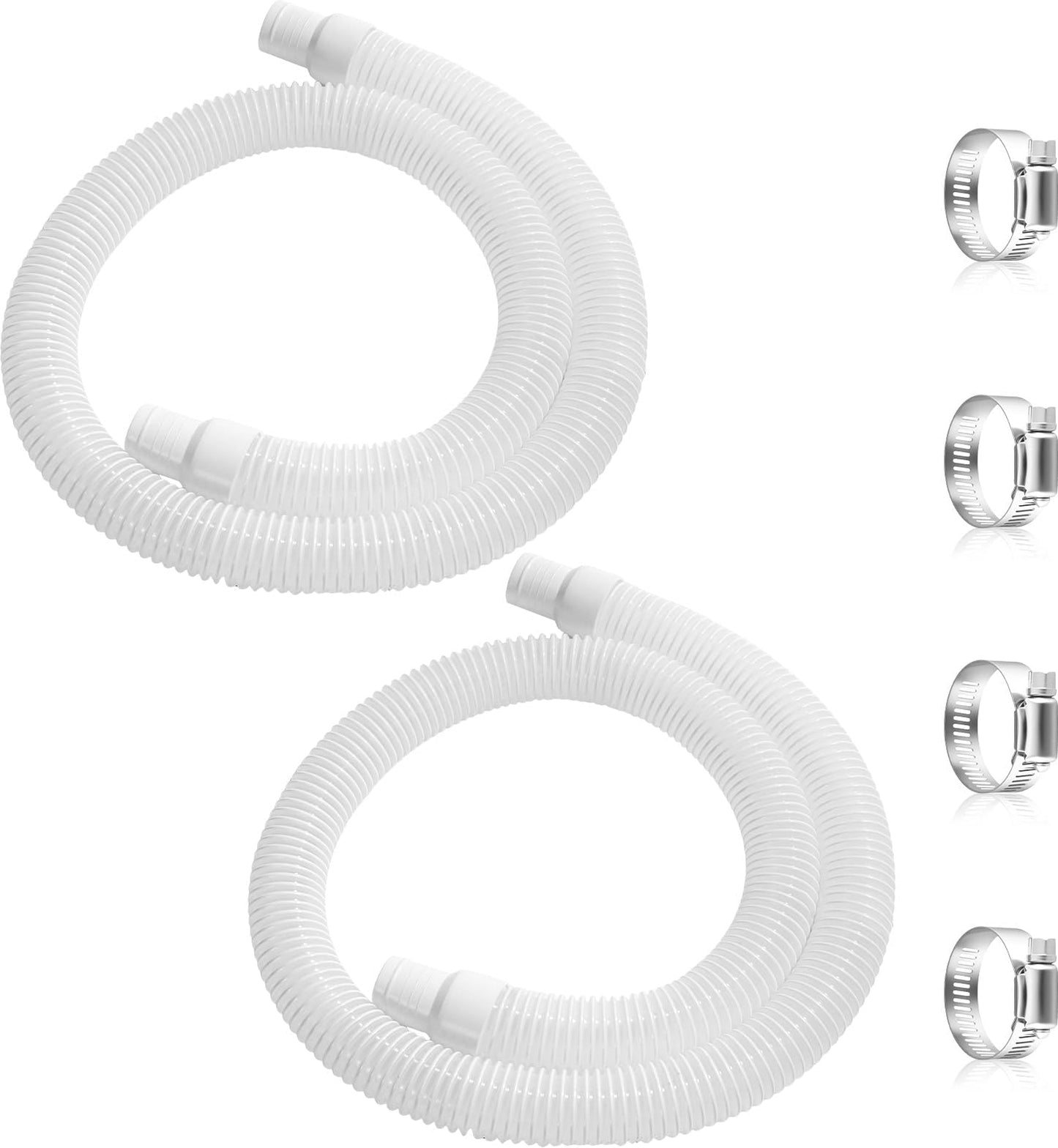 Conderyang 2 Pack 1.25×59in EVA Pool Professional Hoses with 2026 Upgrade Flexible Tube Head and 4 Metal Clamps for Above Ground Pools Pump Replacement Hose Pool Supply for Heavy Duty Hose (White)