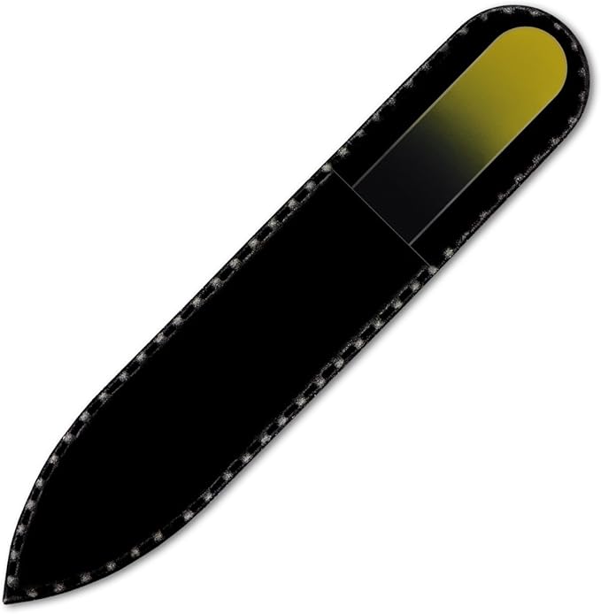 Mont Bleu Rainbow Crystal Nail File in Black Pouch - Small/Purse Size - Czech Tempered Glass - Handmade in Bohemia (Czech Republic)