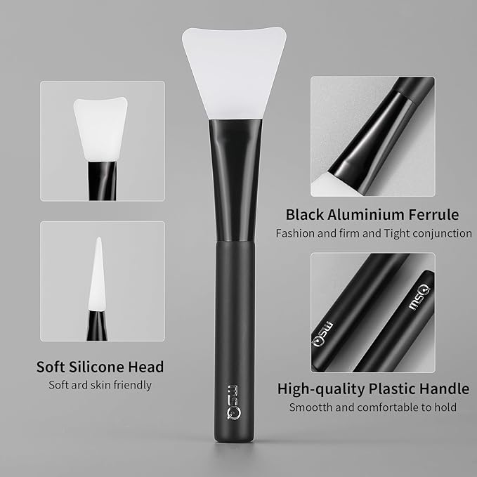 MSQ Silicone Face Mask Brush, Soft Facial Cleansing Scrubber, Facial Mask Brush for Mud, Clay, Charcoal Mixed Mask, DIY, Skincare Applicator Tools (Black 1PC)