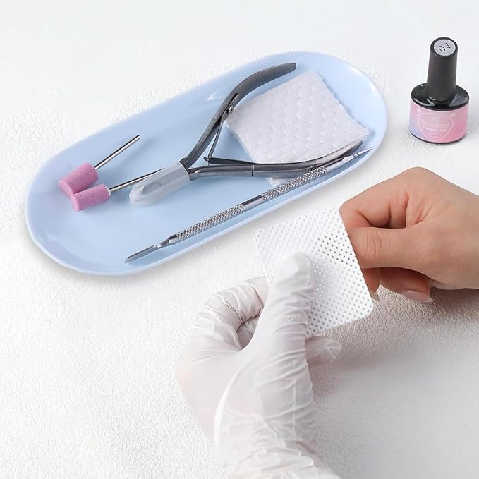 3Pcs Manicure Tools Storage Tray, Oval Plastic Storage Dish Nail Art Accessory Display Trays, Jewelry Rhinestone Organizer Plate, Makeup Cosmetic Nail Decorations Storages PlateÃ¯Â¼ÂBlueÃ¯Â¼Â