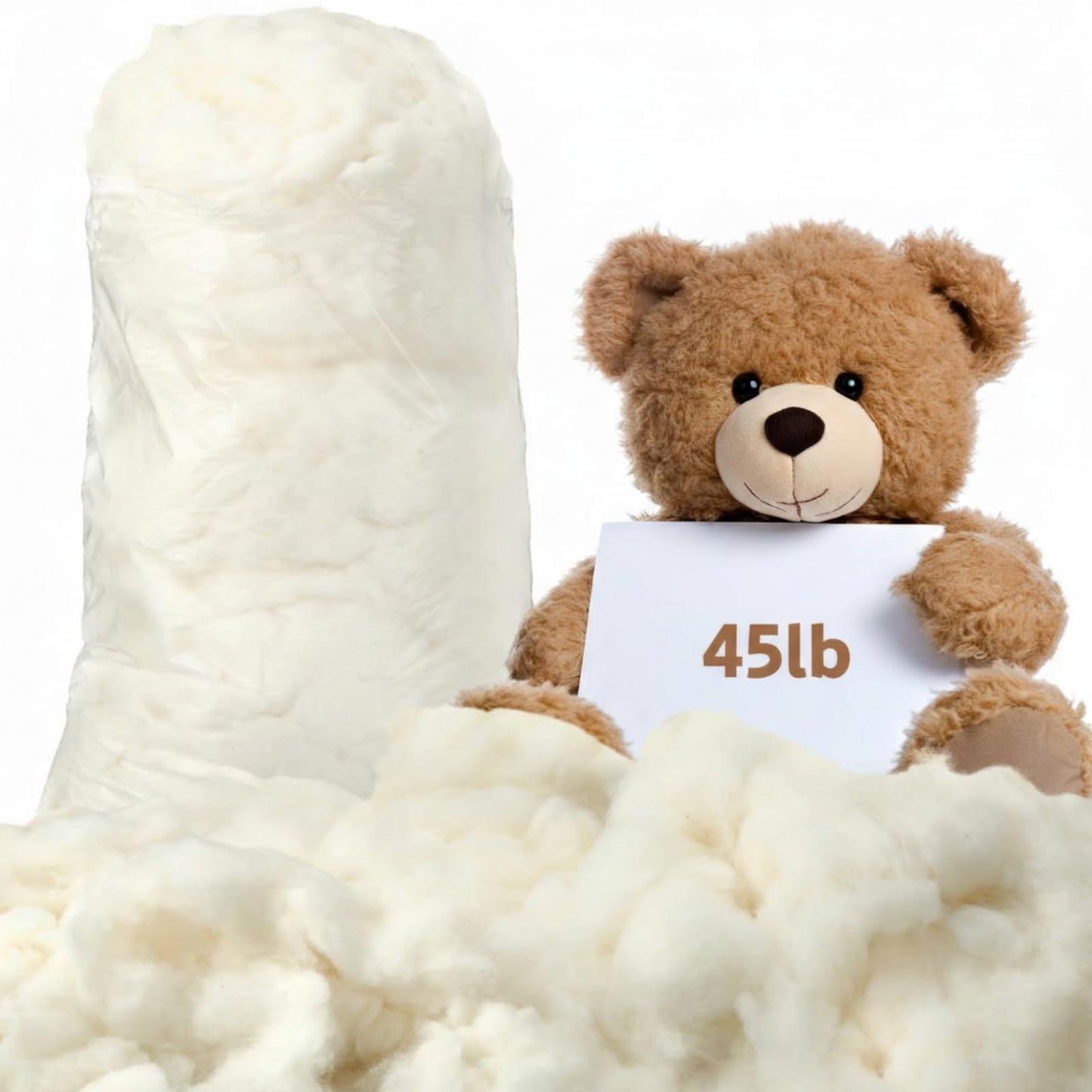 Wesnoy 20.5kg/45lb Cotton Stuffing for Stuffed Animals Soft Pillow, Natural Cotton Fiber Filling Batting, for Toys, Cloud Decorations, and More