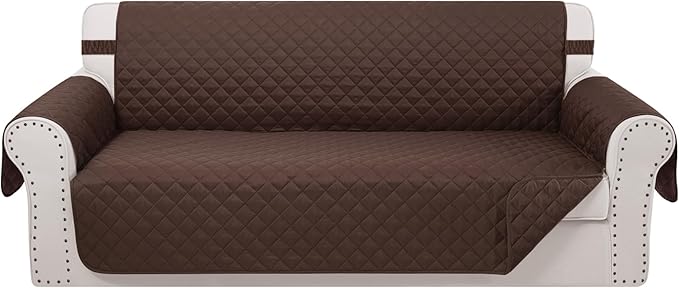 Reversible 4 Seater Sofa Cover 91 Inch Large Couch Cover Furniture Protector(Sofa XX-Large,Chocolate/Chocolate)