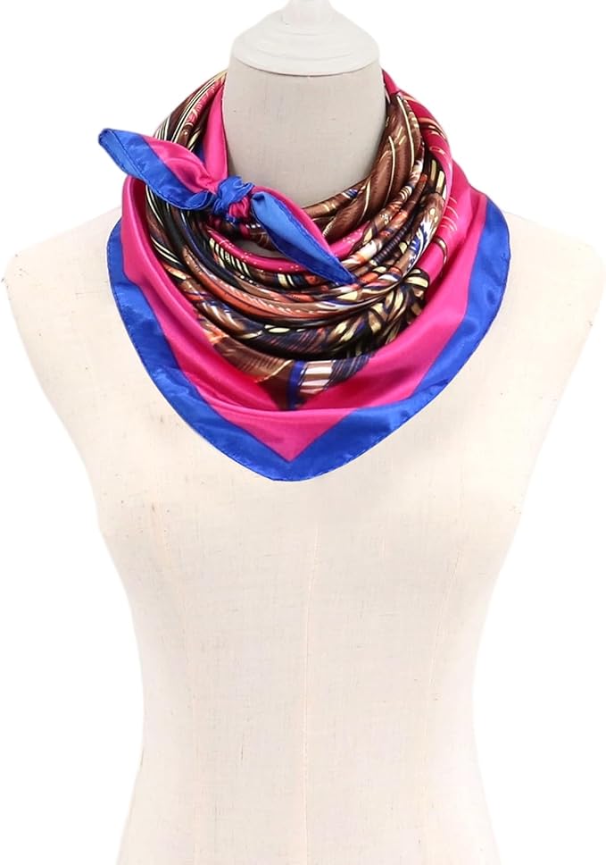 vimate 35" Square Silk Like Head Scarf - Women's Fashion Satin Scarf Bandana for Hair Wrapping at Night.