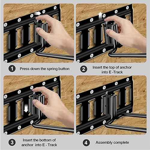 E-Track Heavy Duty J Hook Hanger, Durable Steel Tool Hanger for Shovels, Long-Handled Tools, Cargo Vans, Enclosed Trailers | X-Track Accessories for Cargo Tie-Down Systems (Black) (5)