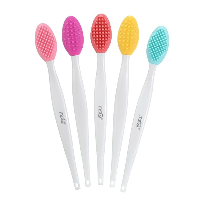 MSQ 5 PCS Lip Scrub Brush, Double-end Silicone Nose Clean Brush Lip Exfoliating Brush for Men Women Double-Sided Soft Lip Brush for Smoth Lip Appearance