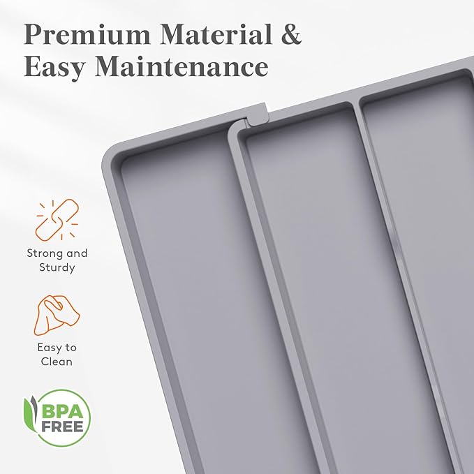 Lifewit Utensil Organizer for Kitchen Drawers, Expandable Cooking Utensil Tray, Adjustable Cutlery Silverware Flatware Holder, Plastic Spatula Tools Storage Divider, 11-18 x 14", Gray