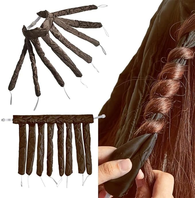 Heatless Curling Rod Headband,2026 New Upgraded Eight Claw Design Heatless Curler with Removable & Adjustable Heatless Curls (Brown)