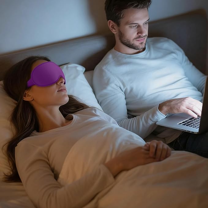 Sleep Mask for Women Men - 100% Blackout Eye Masks for Sleep - 3D Soft Sleeping Mask for Side Sleepers - Zero Pressure Lash Extensions Eye Cover Shade for Airplane Travel Essentials, Purple