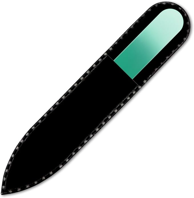 Mont Bleu Rainbow Crystal Nail File in Black Pouch - Small/Purse Size - Czech Tempered Glass - Handmade in Bohemia (Czech Republic)