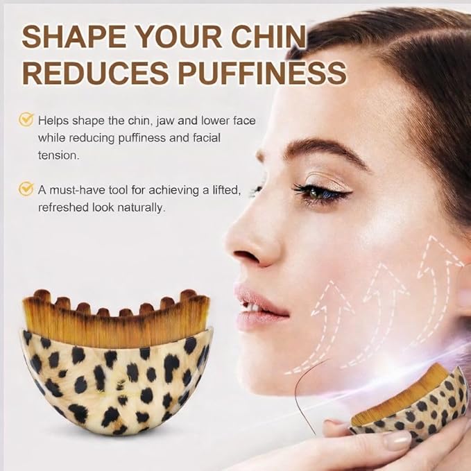 Lymphatic Contour Face Brush Drainage Massager Dry Sculpting Gua Sha Facial Depuffer Tool Massage Skin Lifting Beauty Appliance (1, Leopard)