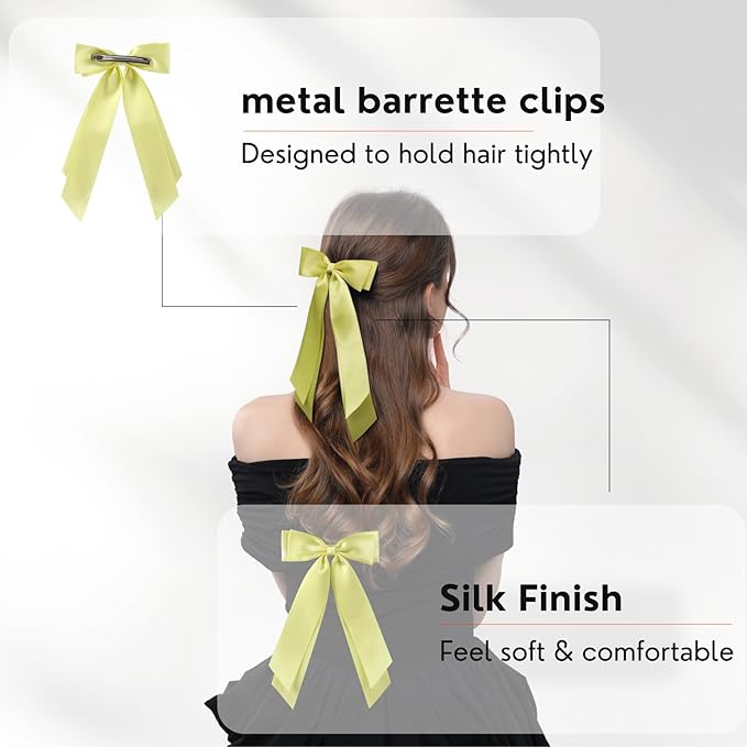 LuSeren 2 PCS Double Layer Hair Bows Yellow Hair Ribbon Clips Ponytail Holder Accessories for Women Girls Toddlers Teens Kids