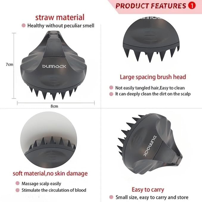 Dunnock Manual Scalp Massager & Shampoo Brush (Black) Ã¢ÂÂ Designed to give You a Salon-Like Scalp Treatment at Home Turn Every Wash Dandruff Comb Into a Spa Experience Silicone Hair Shampoo Brush.