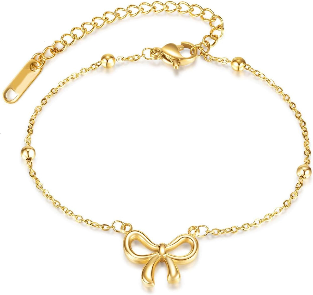 Bow Bracelet for Women Cute Bowknot Bracelet Dainty Bow Beaded Chain Bracelet for Women Fashion Jewelry