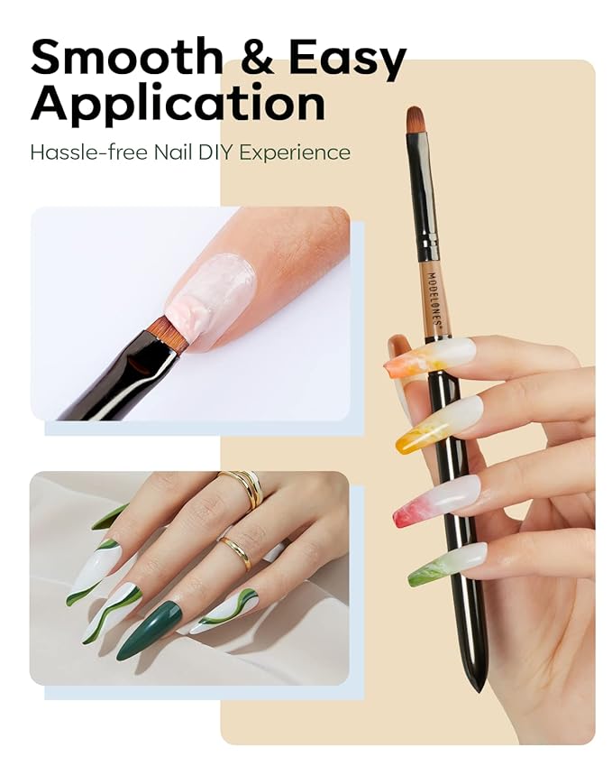 Modelones Nail Art Brush Cleaner & Restorer for Nail Polish/ Extension Gel/Solid Builder Gel/Dip Powder/Acrylic with nail art brush Manicure Kits DIY Salon at Home - 80ml, W/Pro Brush
