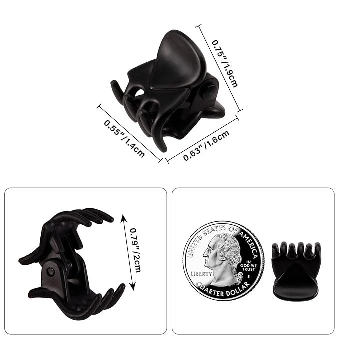 YOHAMA 36 PCS Black Mini Hair Claw Clips Great for Design Kids and Adult Hairstyles Decoration Buns, Pining Bangs Strong Grip Multifunction Clamp Clips.
