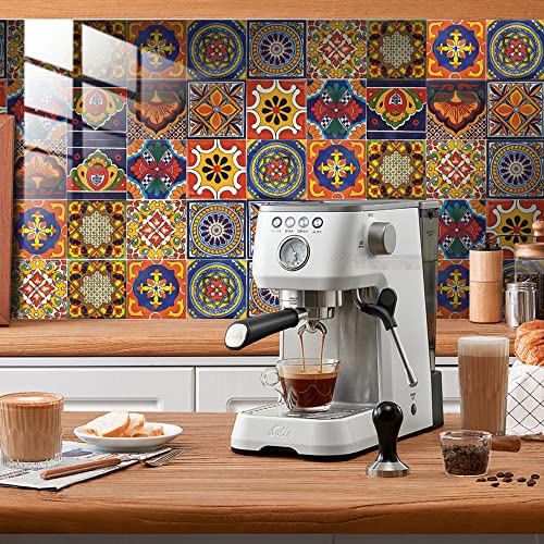 20 Pcs 4"¡¿4" Tile Stickers Peel and Stick, Self Adhesive Waterproof Removable Mandala Style Tiles Backsplash for Kitchen Bathroom Furniture Staircase DIY Home Decor (4"¡¿4", TS295)
