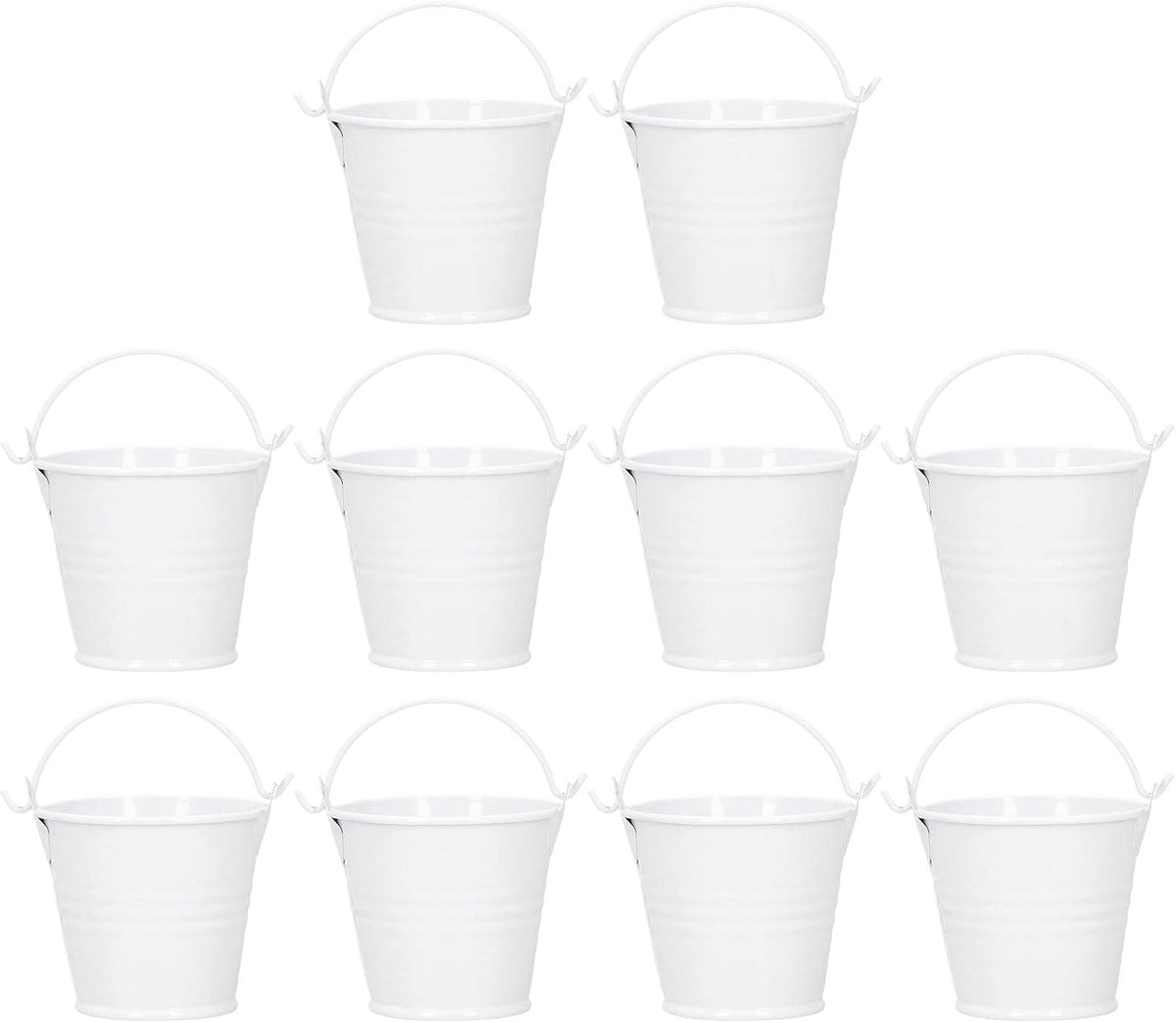 10PCS Small Metal Bucket with Handles, Round Ice Buckets Metal Iron Pail for Kids Candy Crafts Party Favors, Mini Succulent Plant Pot, Hanging Flower Pot for Indoor Outdoor Decor (4 * 5.5 * 6-White)