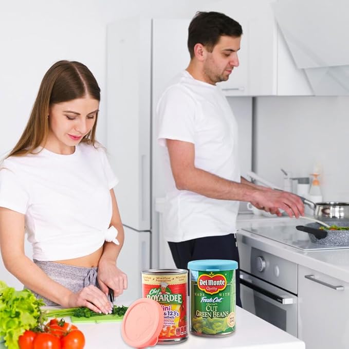 2PCs 3-inch/7.5cm Silicone Can Lids for Chef Boyardee | Van Camp's | Goya | Bush's Best | Farmer's Market Can, Can Cover for Canned Good, Fit Most Standard Size, Dishwasher Safe (Can NOT Included)