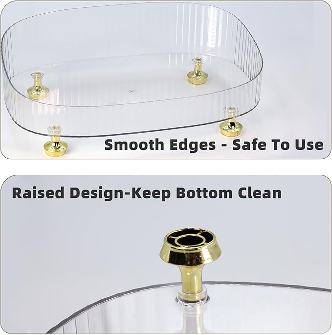 Perfume Organizer, Bathroom Vanity Tray, Makeup Trays for Dresser Top, Countertop Decorative Plastic Decor Tray, Perfume Organizer for Women, organizador de perfumes (Clear)