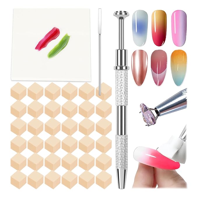 150PCS Nail Art Sponges for Ombre Nude, 50 PCS Nail Art Palette Paper, Nail Polish Mix Rod, Grabbing Pen, Nail Art Ombre Brushes Supplies Design Tools Nail Tech Accessories for Salon & Home