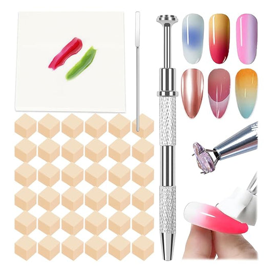 150PCS Nail Art Sponges for Ombre Nude, 50 PCS Nail Art Palette Paper, Nail Polish Mix Rod, Grabbing Pen, Nail Art Ombre Brushes Supplies Design Tools Nail Tech Accessories for Salon & Home