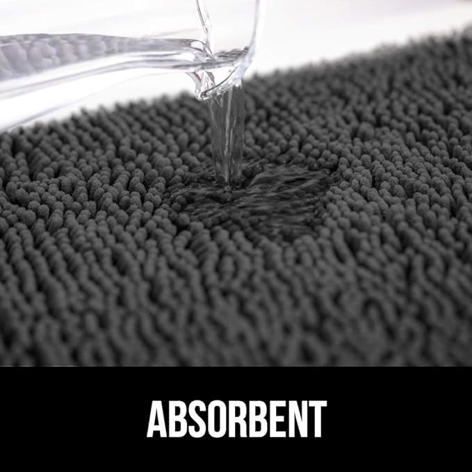 GORILLA GRIP SoakSTOPPER Dog Door Mat, 36x24 Machine Washable Rug Absorbent Doormat Captures Moisture Mud Dirt, Quick Dry Soft Chenille Entryway Rugs Indoor Entrance Mats for Dog Paws, Charcoal