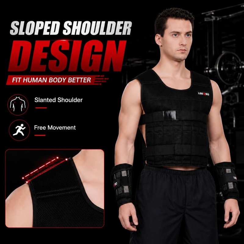 Weighted Vest Set 22LB for Men & Women, Adjustable Workout Weight Vest with Steel Plates, Weighted Training Vest with Wrist Weights and Ankle Weights for Strength Training, HIIT, Rucking & Cardio