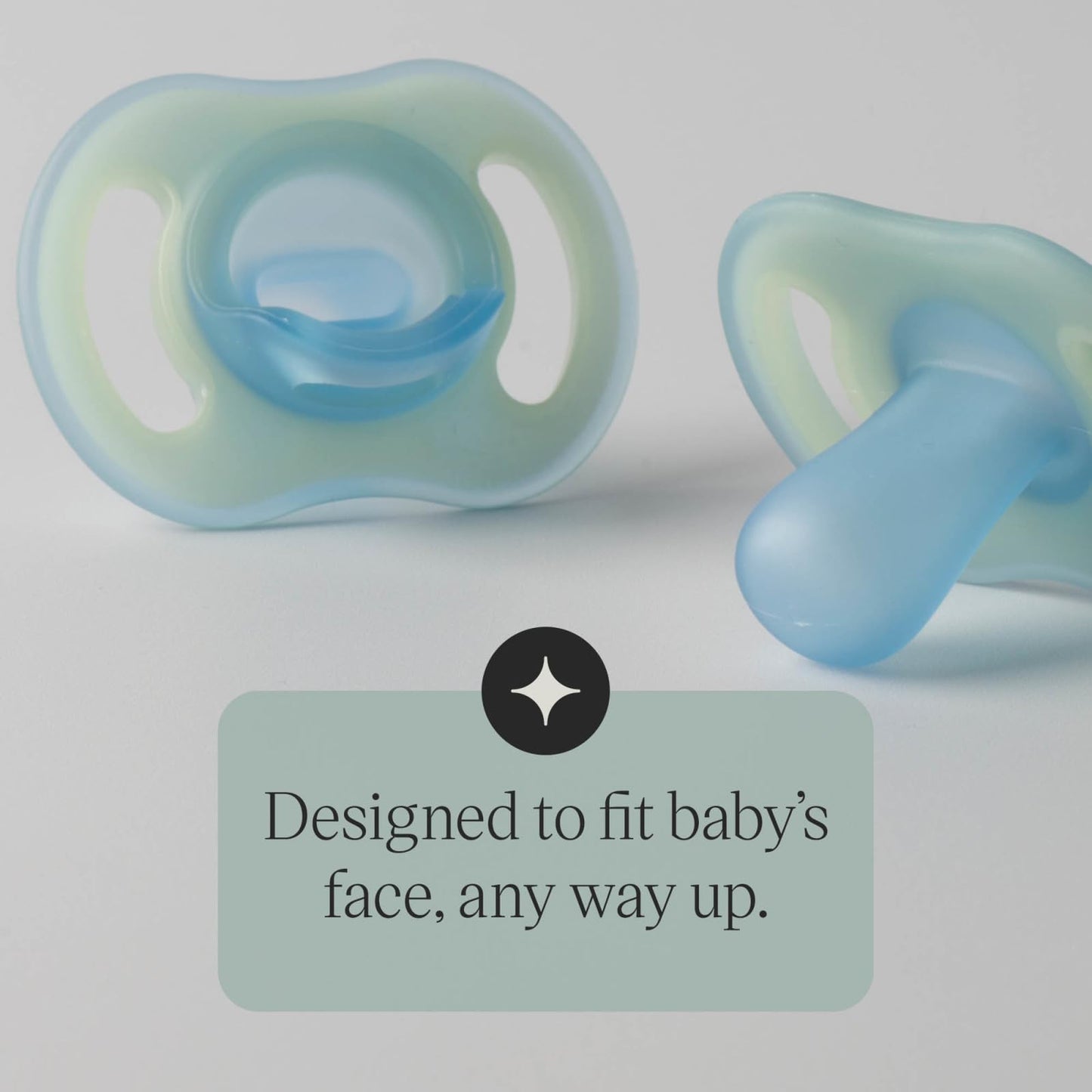 Tommee Tippee Stay Put Pacifier Set, Contains 2 Ultra-Light StayPut Glow in The Dark Pacifiers and 2 Ultra-Light StayPut Pacifiers, 0-6 Months, Colors May Vary, One-Piece Silicone Design, Pack of 4